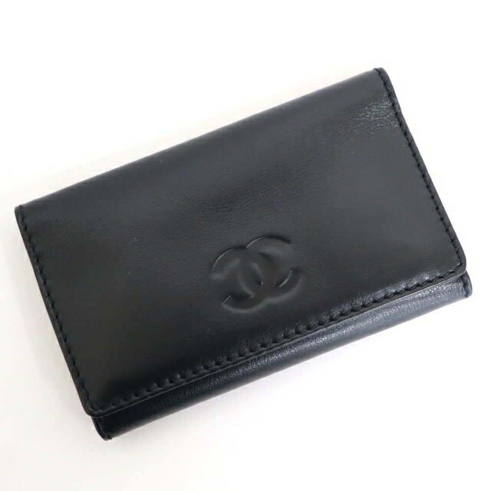 Chanel 6 key case Coco mark lambskin black A13246